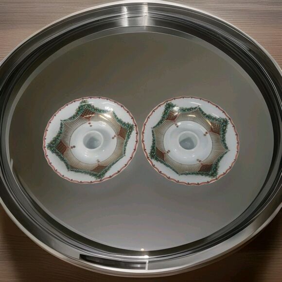 Royal Copenhagen Vintage Christmas Joy Candle Holders 501 Holly & Gold Design